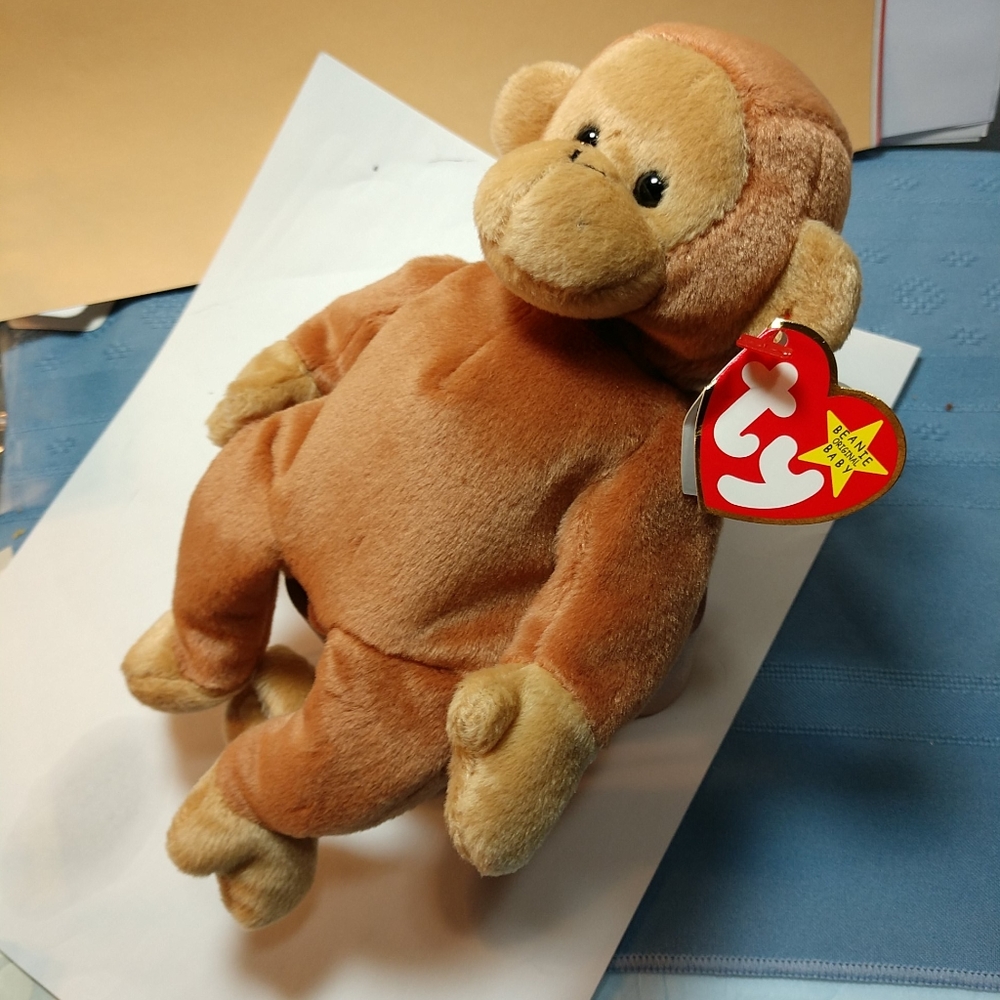 RARE 1995 BONGO TY Beanie Baby Brown Tan Ears- Face-Feet-Hands-Tail #4067 Retire - Picture 8 of 17
